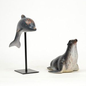イルカ　アシカ　オブジェ　ライノ家具店