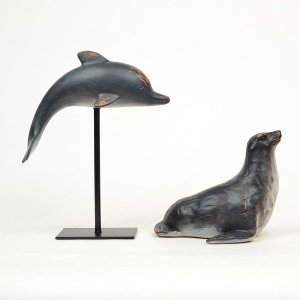 イルカ　アシカ　オブジェ　ライノ家具店