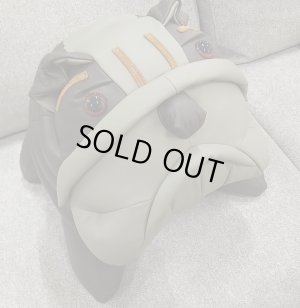 ブルドッグ　レザー　オブジェ　ぬいぐるみ　ライノ家具店