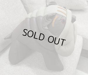 ブルドッグ　レザー　オブジェ　ぬいぐるみ　ライノ家具店