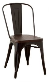 画像: metal　chair　BK　wood　メタルチェア　ブラック　板座