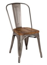 画像: metal　chair　G　wood　メタルチェア　ガンメタル　板座