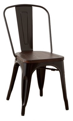 画像1: metal　chair　BK　wood　メタルチェア　ブラック　板座